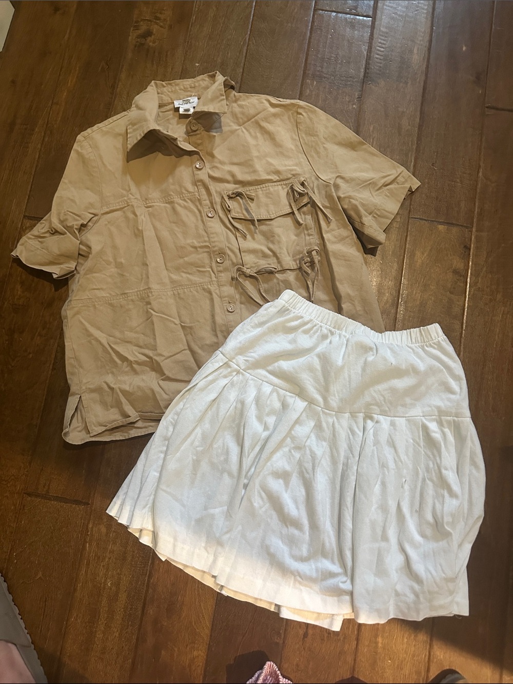 Cream Tiered Skirt - Lightweight Women’s Skater Style